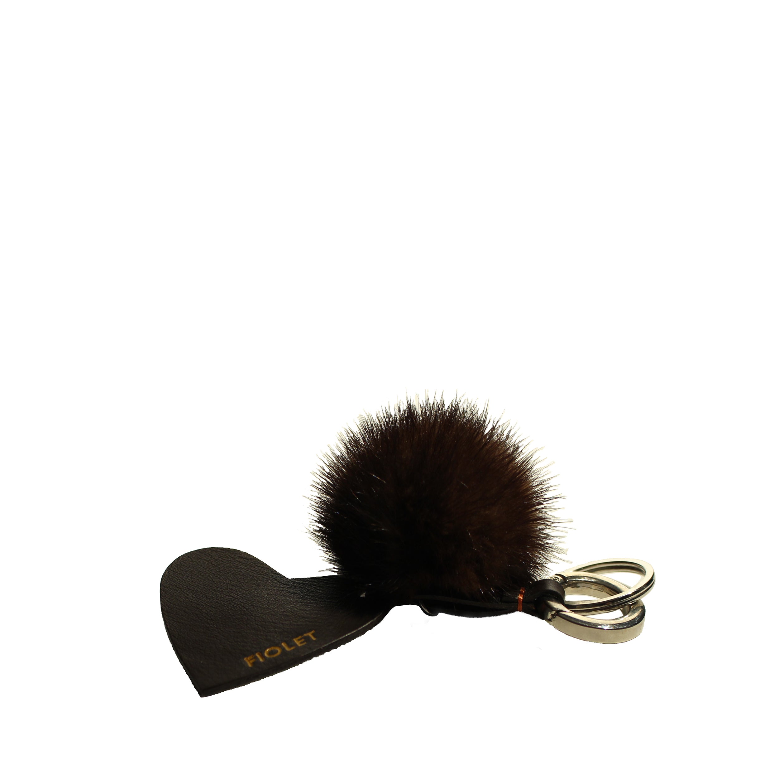 Porte clefs Zébra coeur avec  pompon fourrure recyclée