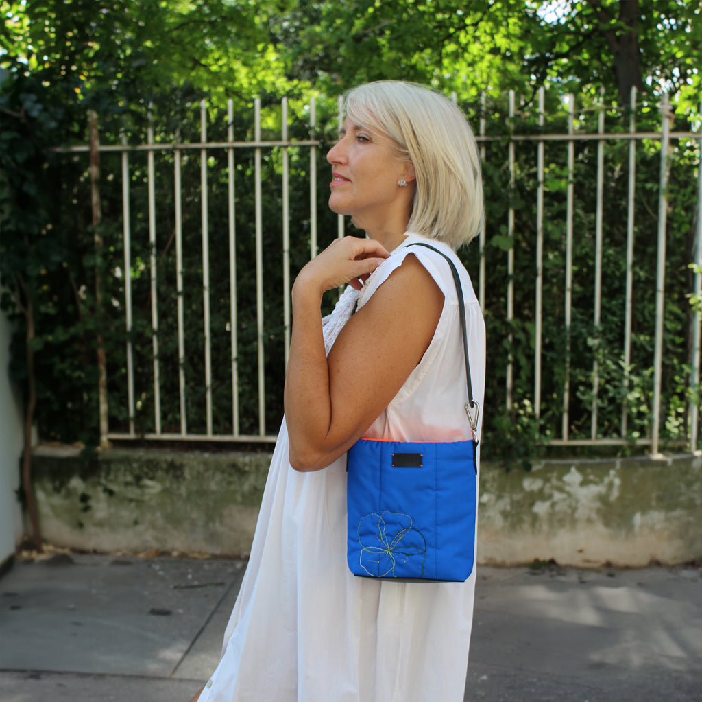 Martha  bleu tote bag avec broderie